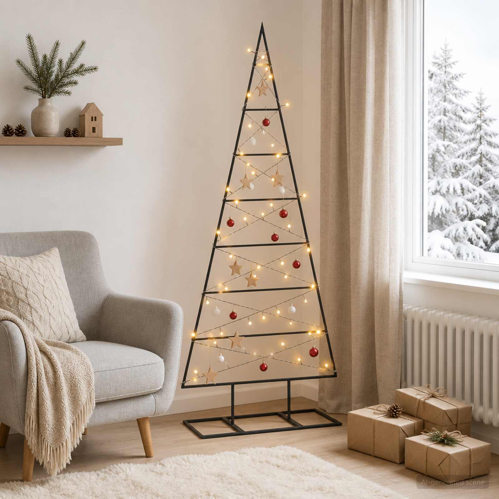 Vidaxl Metal Christmas Tree With Triangle Stand Kuopio 125 Cm