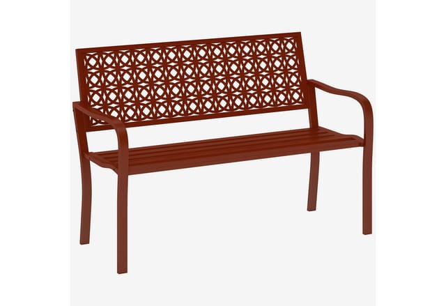 Outsunny 2-sitzer Gartenbank, Wetterfest Sitzbank, Gartenmöbel Mit Rücken- & Armlehnen, Parkbank 240kg Belastbar, Balkonbank Für Balkon Terrasse, Garten, 127 X 63 X 85cm, Rot