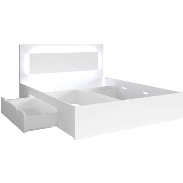 Bett 180x200 Cm In Weiß Faido-166, Kopfteil Mit Led-beleuchtung