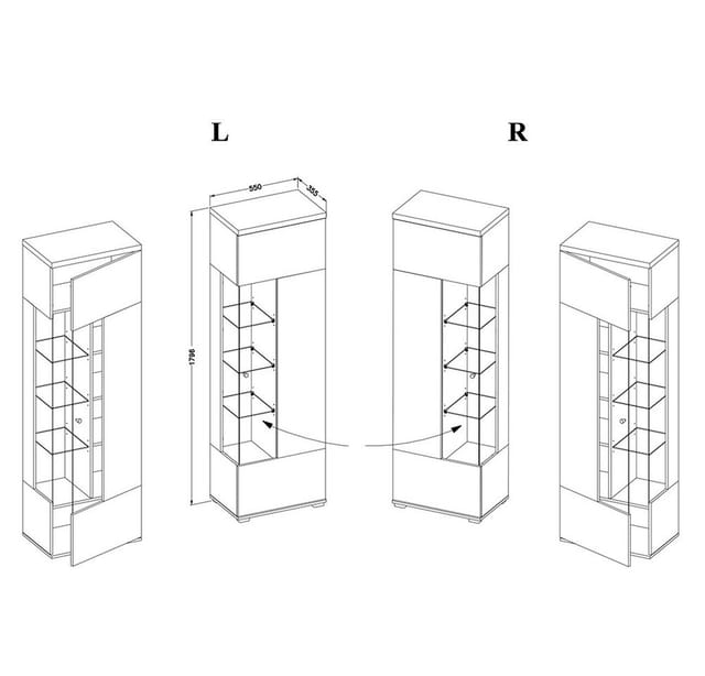 Lomadox - Vitrine In Beige Inkl. Beleuchtung, Selce-83