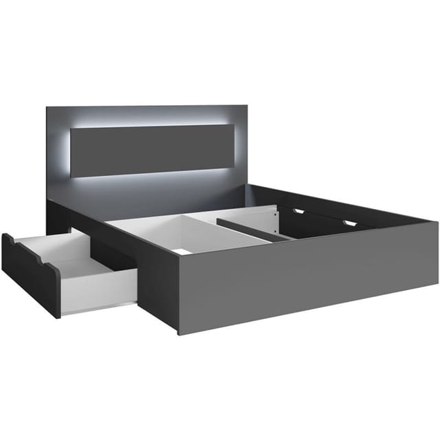 Bett 180x200 Cm In Graphit Faido-166, Kopfteil Mit Led-beleuchtung