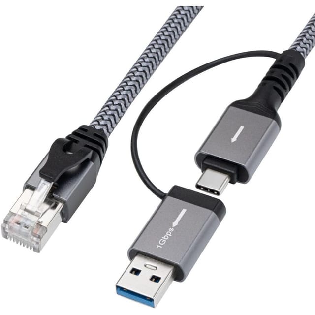 Microconnect Cat6 Ftp Usb Ac-adapterkabel, 1 Meter, Mc-rj45usbc-01