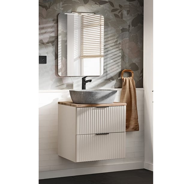 Lomadox - Waschplatz Set Mit 60cm Waschtisch, 2-teilig, In Kaschmir Und Eiche, Adelaide-56-cashmere
