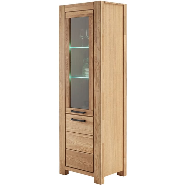Vitrine Mit Türanschlag Links, Led-beleuchtung, Wildeiche Teilmassiv Geölt, Seliste-06