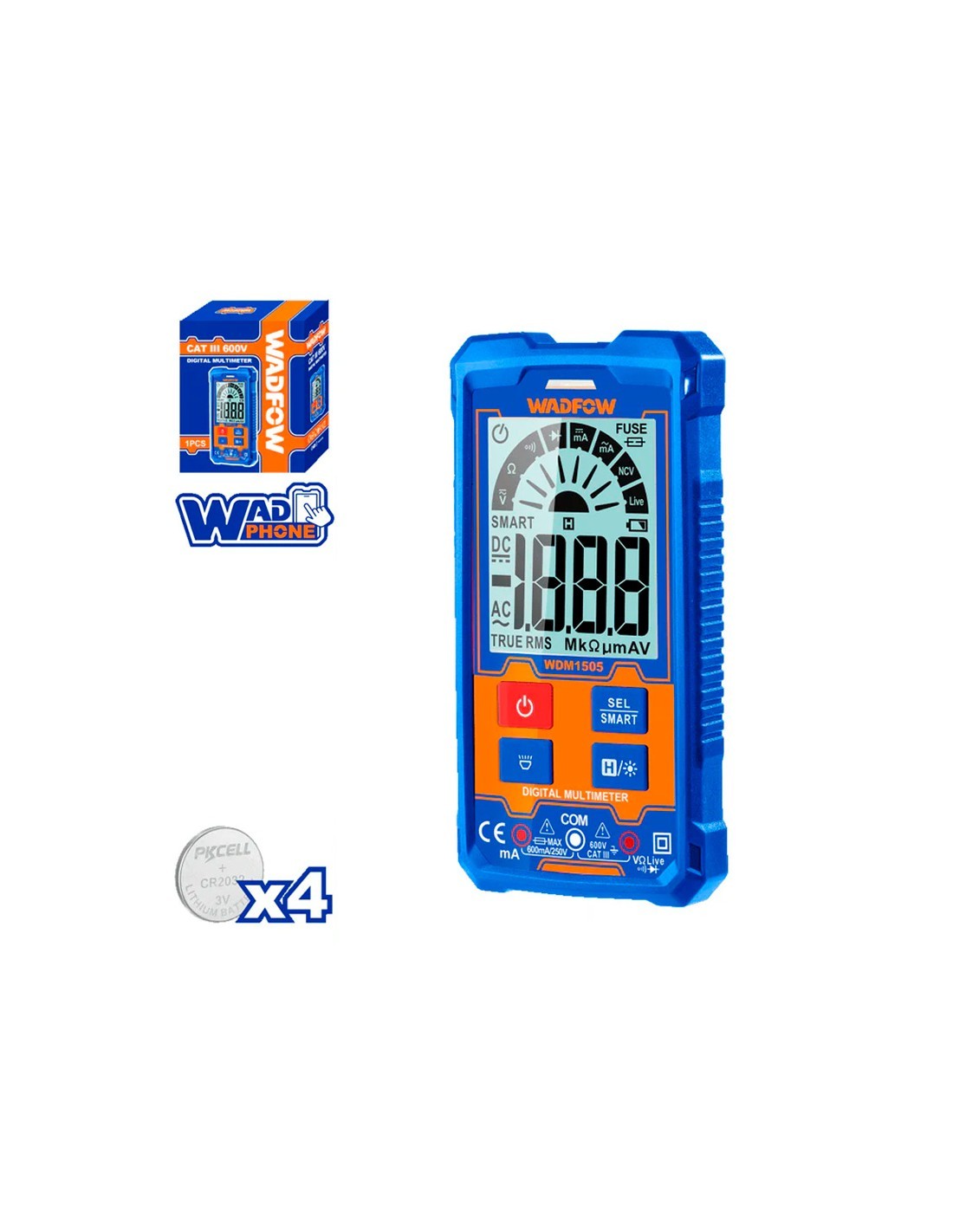 Automatischer Digitalmultimeter Cat Iii 600v Wadfow Mit Rms-bildschirm
