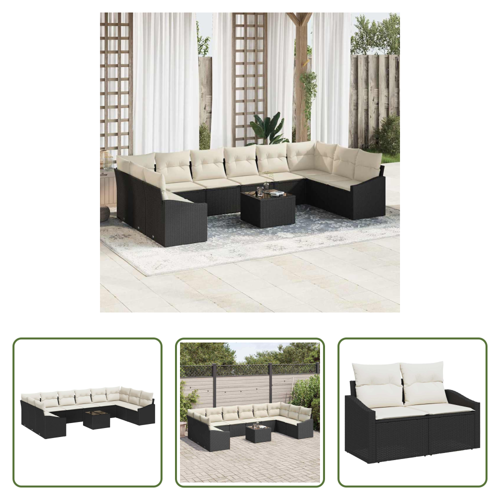 Terrassensofa - Gartensofa-set Mit Speicher Braun Und Creme Poly-rattan
