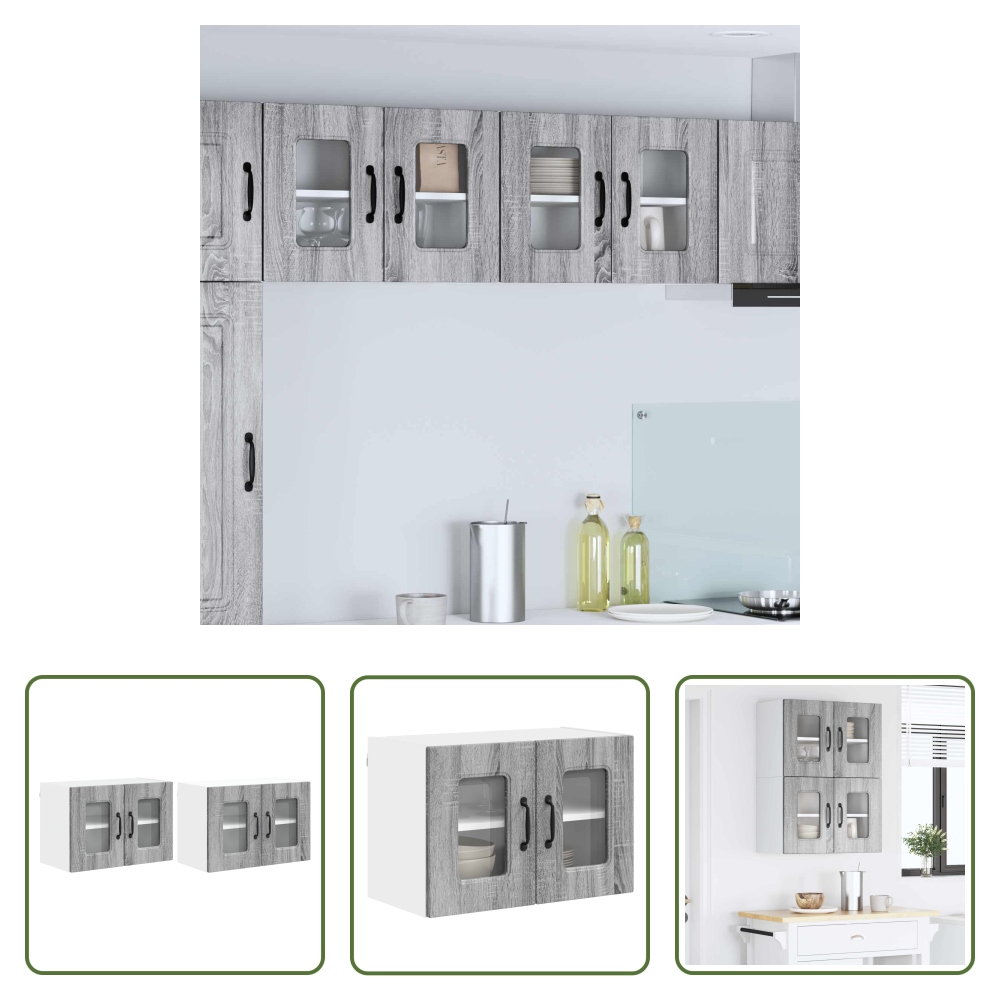 Vidaxl Küchenwandschrank - Küchenschrank Kalmar 2 Pcs Graues Sonoma 60 X 31 X 40 Cm