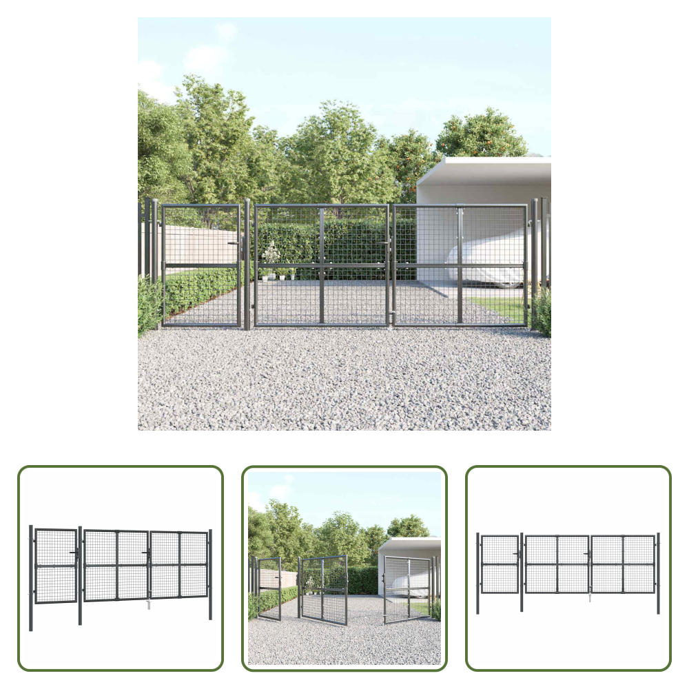 Vidaxl Stahl-gartentor - Maschen-gartentor Anthrazit 400x125 Cm Verzinkter Stahl