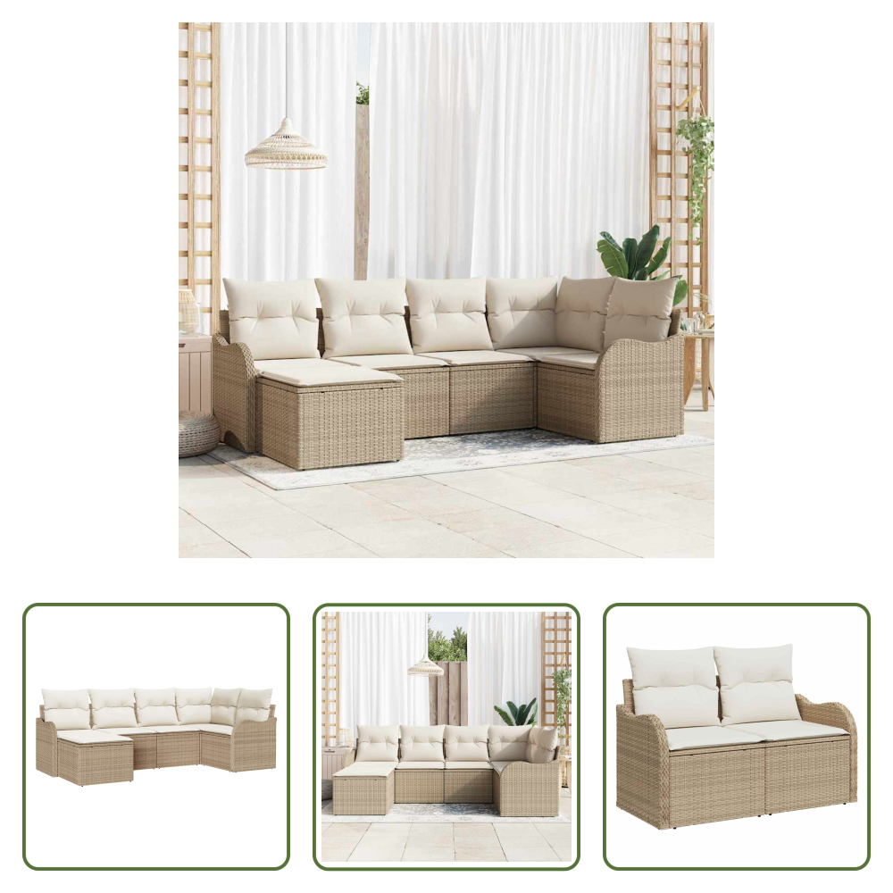 Vidaxl Balkonsofa - Gartensofa-set 6 Pcs Beige Poly-rattan