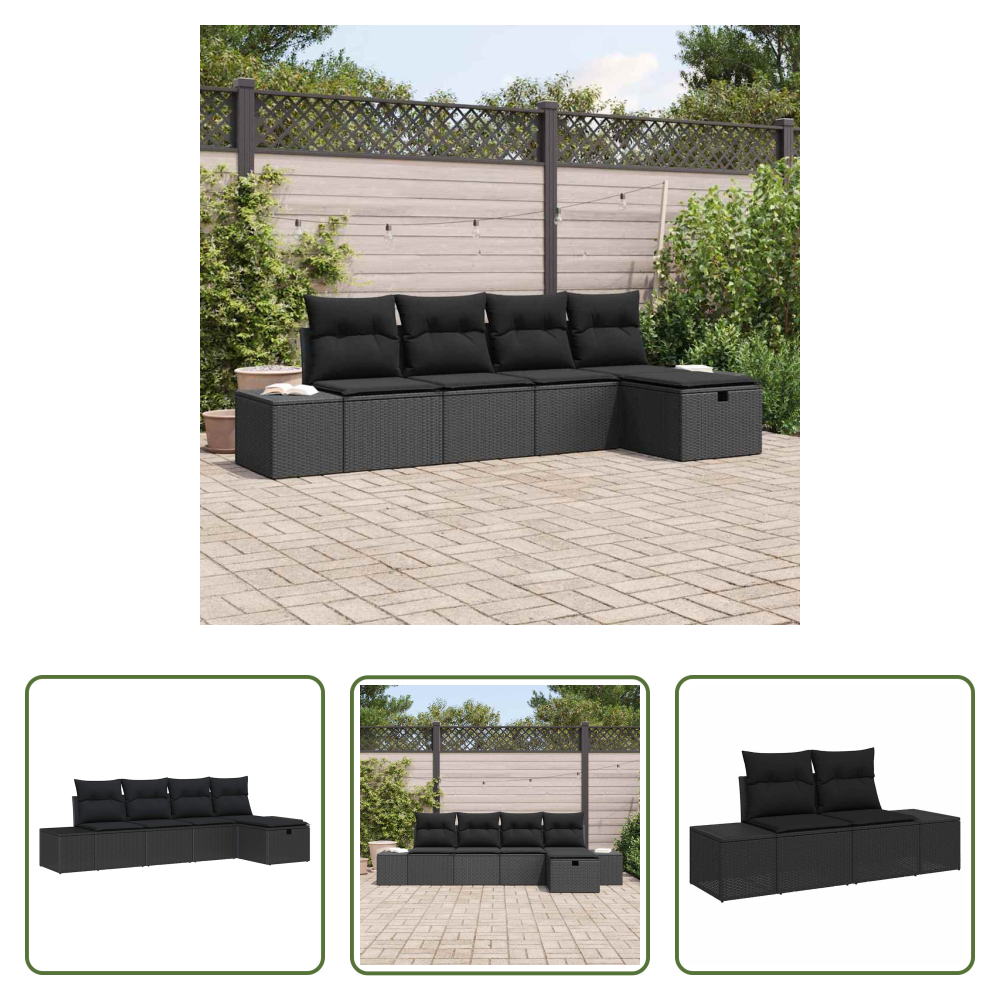 Gartensofa - Sofa Set Mit Kissen 6 Pcs Poly-rattan