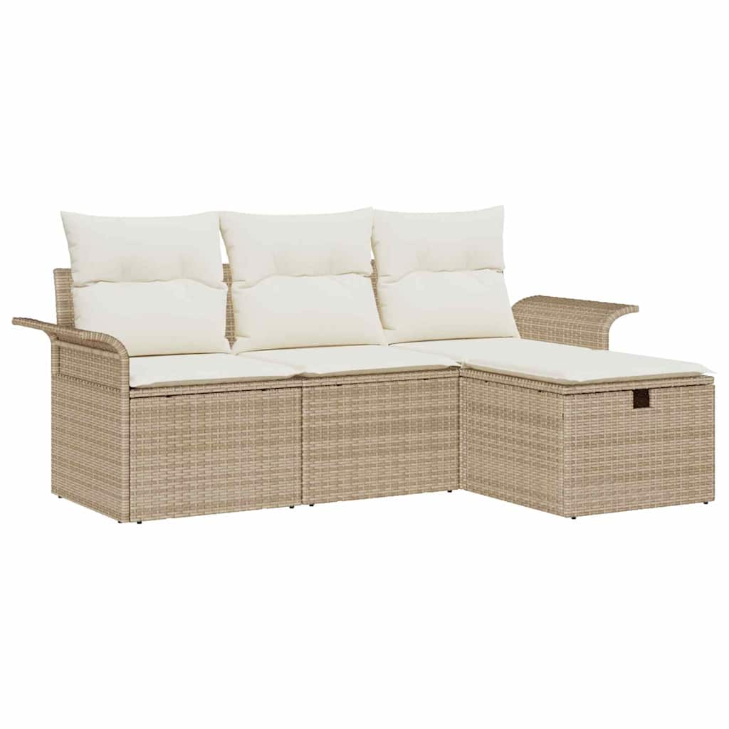 Vidaxl Poly Rattan - Garten-sofa-set Mit Kissen Mit Speicher 4 Pcs Beige Poly Rattan