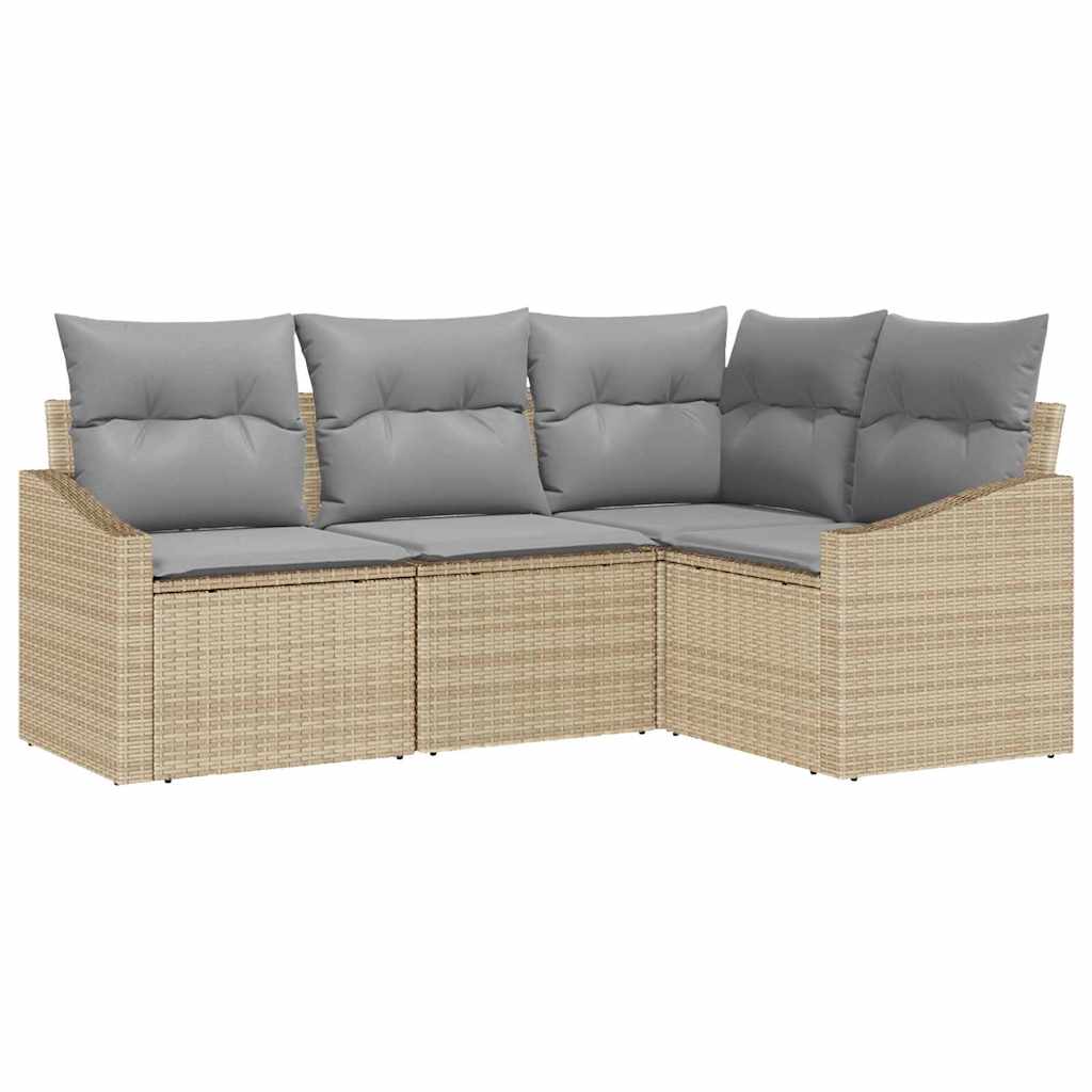Maison Exclusive - Gartensofa-set 4 Stk. Beige Und Hellgrau Poly-