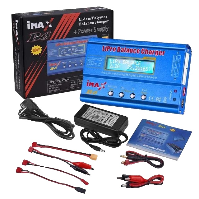 80w Akku-ladegerät, Für Li-po - Ni-mh - Li-ion - Ni-cd, Blau Mit Adapter, Eu-stecker