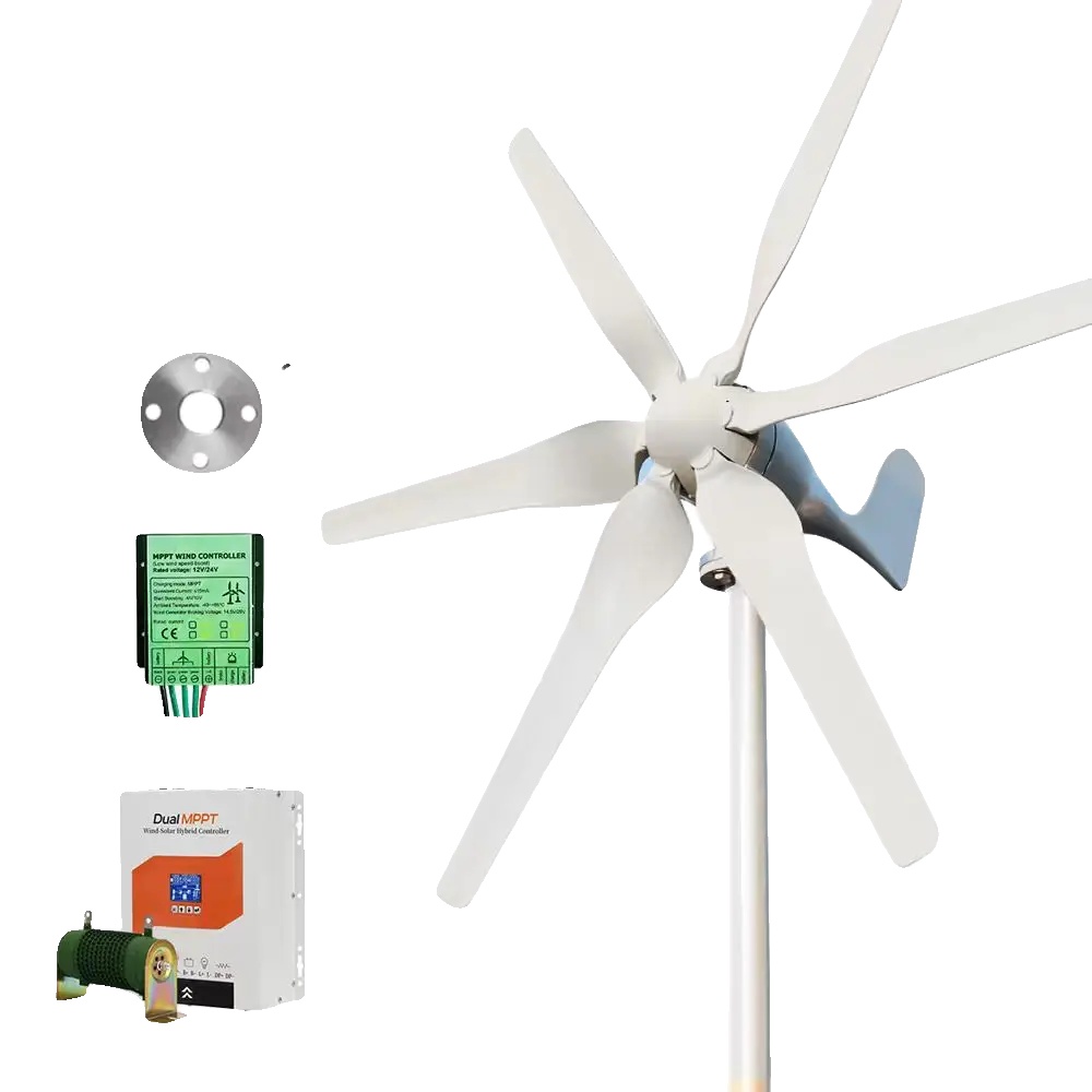 Windkraftgenerator, 6 Blätter, Netzunabhängige Energielösung, Duale Mppt-steuerung, 3000w, 48v