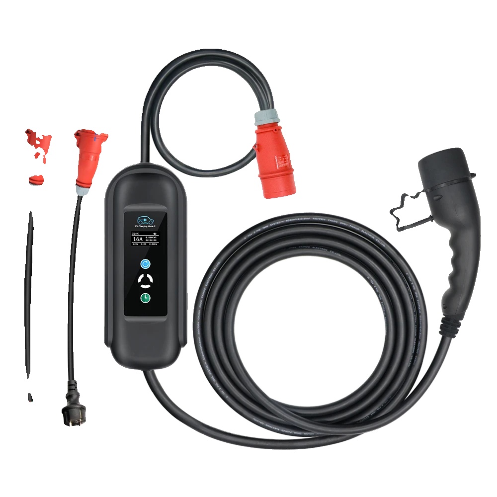 Tragbares Ev-ladegerät, Einstellbarer Strom, Timer-funktion, Mit 2 Adaptern, Typ2
