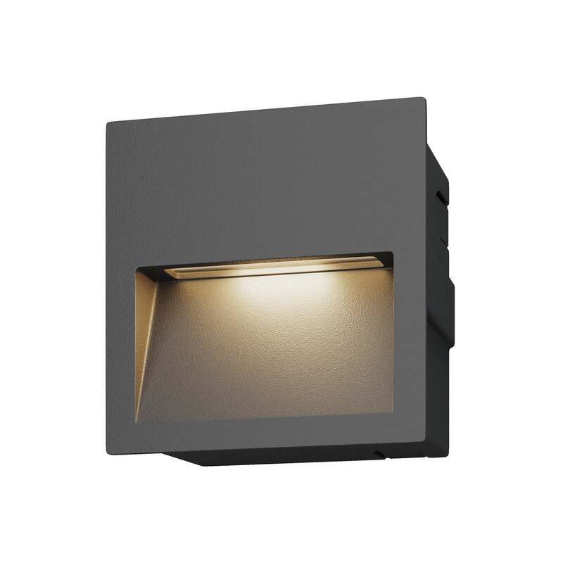 [neuwertig] B-ware Lucande Wandleuchte Wandlampe Led Einbauleuchte Dunkelgrau Aluminium Glas Ip54