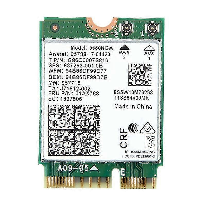 9560ngw Wlan-karte 1730 Mbit/s Wireless Ac 9560 Dualband 2,4 Ghz + 5 Ghz Bluetooth 5.0 802.11ac M.2 Cnvi 9560ng-jxlgv