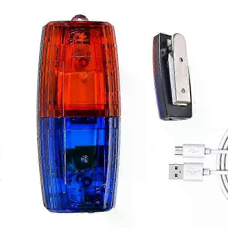 Rot-blaue Led-schulterwarnleuchte Mit Usb-ladefunktion Und Edelstahlclip Für Mehr Sicherheit Beim Radfahren – Blitzlicht- Und Stroboskoplampe – Jxlgv