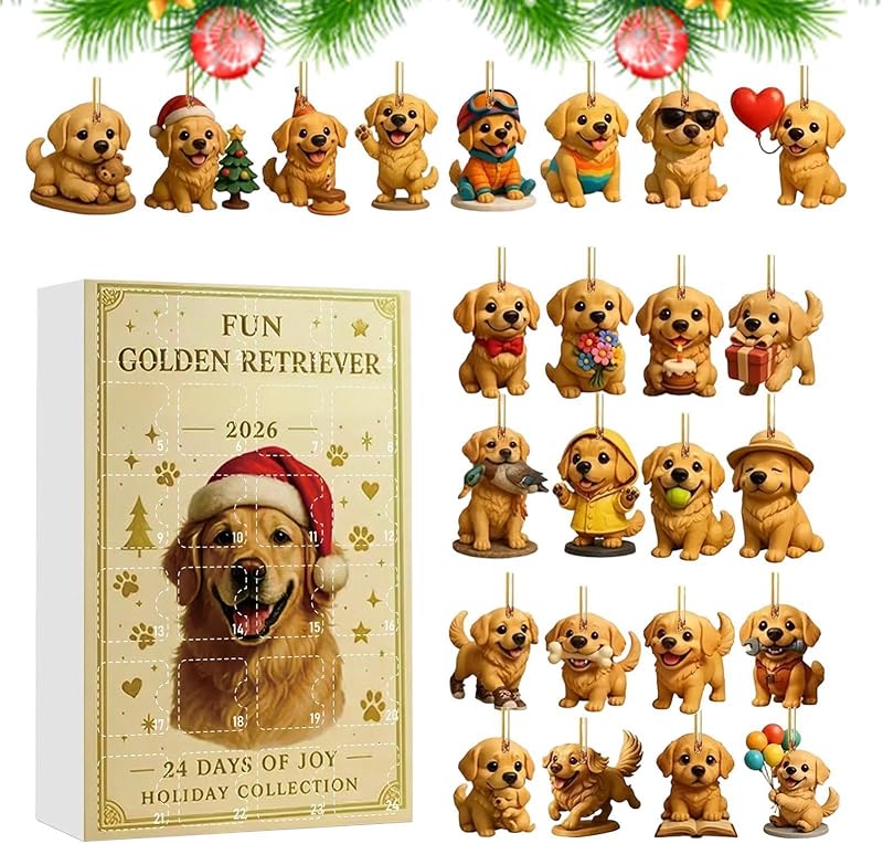 Adventskalender Mit Niedlichem 2d-acryl-hundeanhänger Fürs Auto