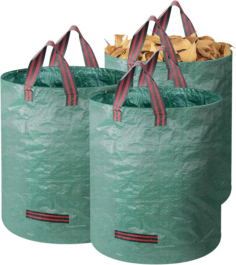 Cnmtcco 3er-pack 272l Gartenabfallsäcke, Wiederverwendbar, Robust, Mit Griff, Selbsttragend, Wasserdicht Und Faltbar, Für Laub Und Andere Abfälle.