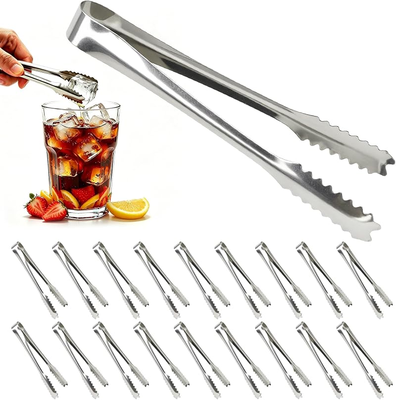 18-teiliges Set Aus Edelstahl: Zuckerzange, Eiszange, Servierzange Für Zucker, Desserts, Partys, Kaffee, Küche Und Bar (silber)