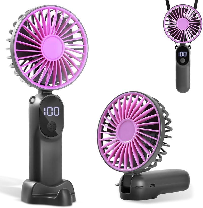 Cnmtcco Tragbarer Mini-ventilator Mit 6 Geschwindigkeitsstufen, Led-anzeige, Wiederaufladbar Und Faltbar, Ideal Für Büro, Reisen, Camping Und Outdoor-aktivitäten. Farbe: Dunkelblau (grau).