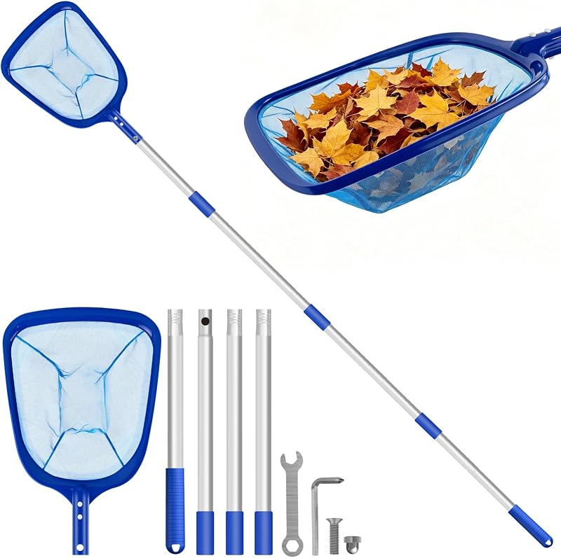 Cnmtcco 185 Cm Feinmaschiger Poolskimmer Mit Teleskopstange Für Schwimmbad, Teich, Whirlpool