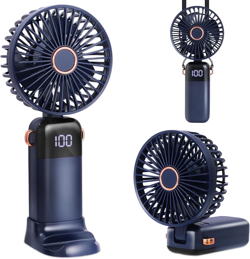 Cnmtcco Wiederaufladbarer Tragbarer Ventilator, Mini-ventilator 3000 Mah, Klein Und Leise, 3-in-1 5-stufiger Taschenventilator Für Büro, Kinder Und Outdoor-aktivitäten