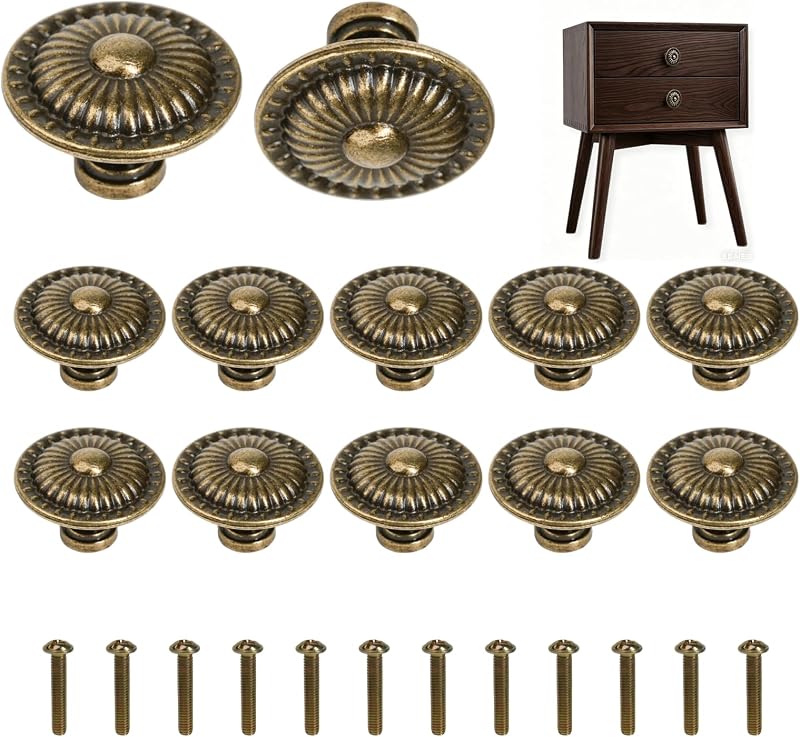 Set Mit 12 Möbelgriffen Im Vintage-blumenmuster, 32 Mm Tür-/schubladengriffe Im Retro-stil, Inklusive Schrauben Zur Einfachen Montage, Geeignet Für Schubladen, Schränke, Kleiderschränke Und Kommoden.
