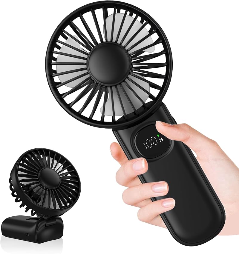 Cnmtcco Handventilator, Mini-usb-wiederaufladbarer Ventilator, 5-10 Stunden Akkulaufzeit, 5 Geschwindigkeitsstufen, Kleiner, Faltbarer Und Leiser Ventilator, Ideal Für Reisen, Büro, Zuhause Und Outdoo