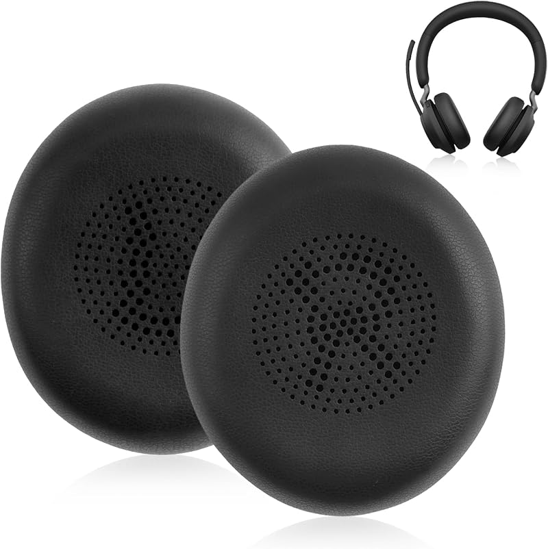 Ersatz-ohrpolster Für Jabra Elite 45h / Jabra Evolve2 65 Ms Uc Headsets: Ohrpolster Aus Memory-schaum, Kabellos, Aus Weichem Schwarzem Kunstleder.