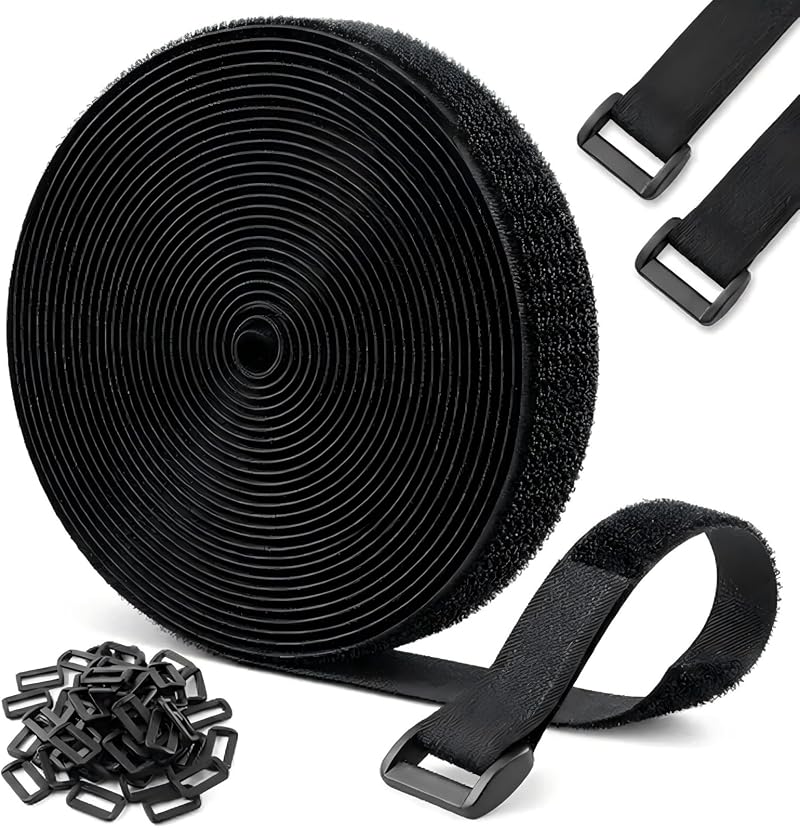 Cnmtcco 10 M X 2 Cm Kabelbinder Mit 50 Schlaufen, Wiederverschließbare Kabelbinder, Schwarze Kabelbinder Für Kabel, Schläuche, Rohre