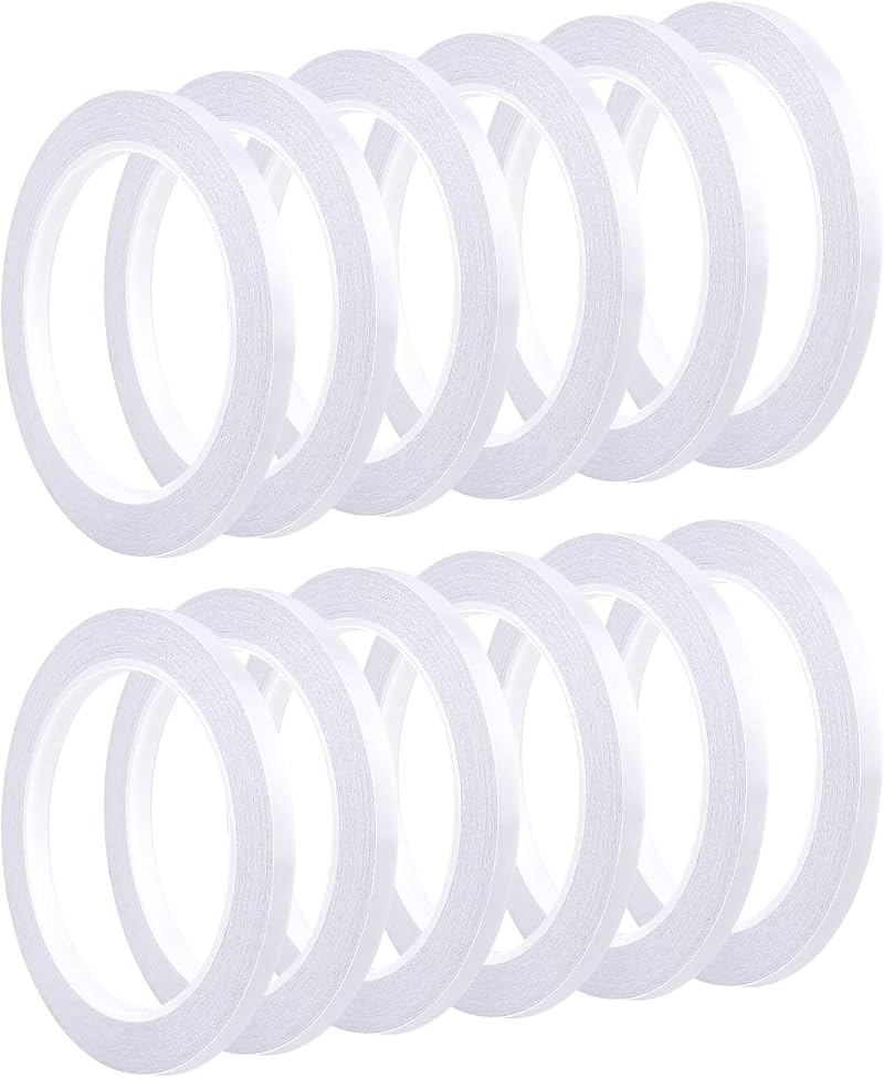 Fepito Packung Mit 12 Rollen Doppelseitigem Klebeband Für Näharbeiten, Bastelprojekte Und Heimwerkerprojekte, 6 Mm X 20 M Pro Rolle