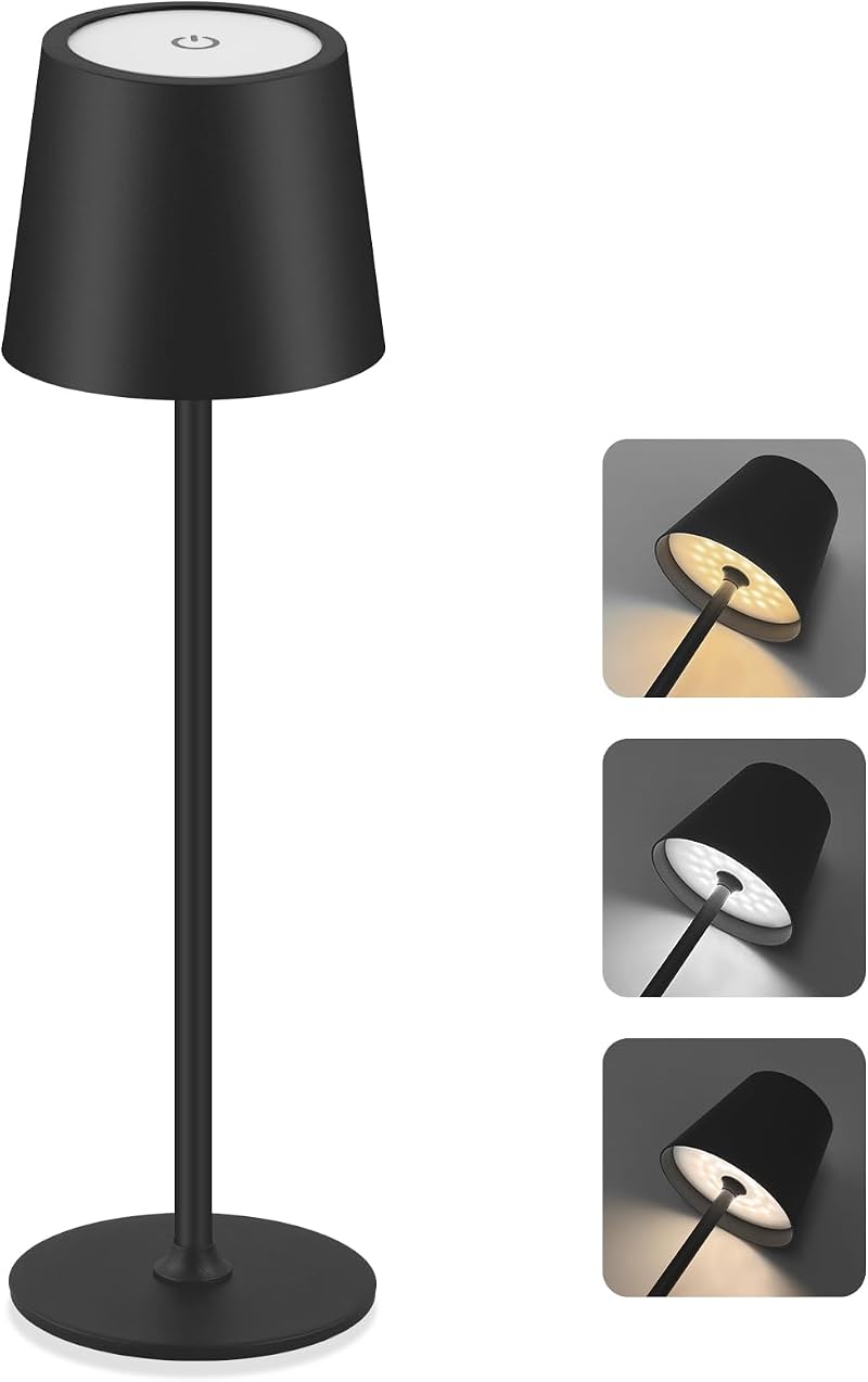 Cnmtcco Kabellose Led-schreibtischlampe, Touch-steuerung, 3 Farbtemperaturen, Höhenverstellbar, 5200 Mah Akku, Wasserdicht Und Tragbar, Ideal Für Esszimmer Und Schlafzimmer.
