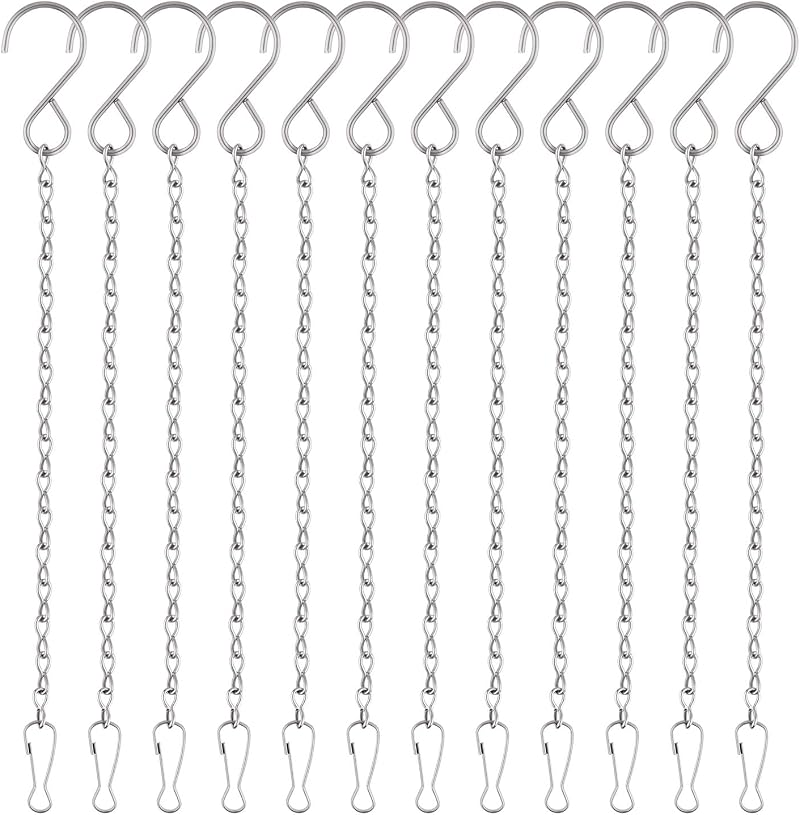 Fepito Set Mit 12 25 Cm (10 Zoll) Langen Metall-hängeketten Mit Haken Für Vogelfutterhäuschen, Windspiele, Laternen, Pflanzgefäße, Dekorationen