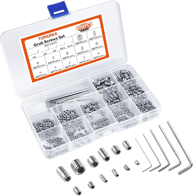 Tuparka 400 X Sechskantschrauben Ohne Kopf, Sortiment An Edelstahlschrauben Ohne Kopf M3, M4, M5, M6, M8, Professionelles Hardware-zubehör.