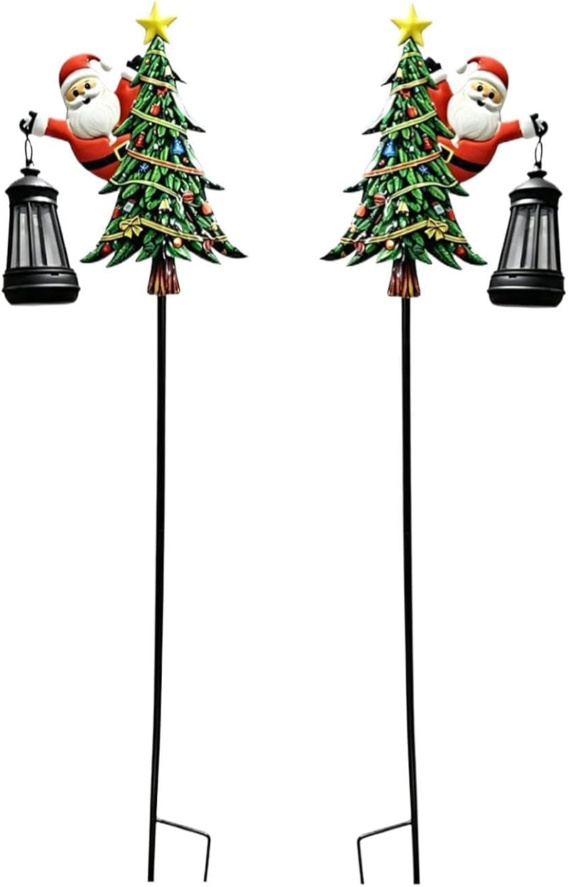 Solarbetriebene Weihnachtslaternen Für Den Garten, 2er-set, 2 Weihnachtsbaumlaternen