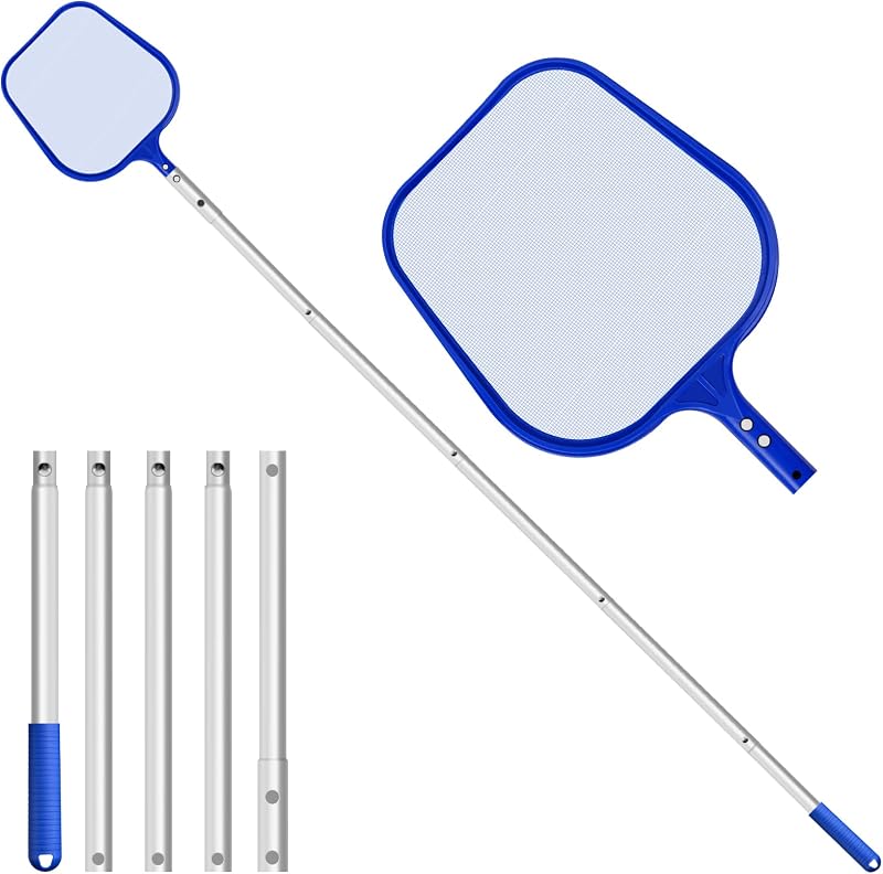 Cnmtcco 204 Cm Langer Poolskimmer Mit Teleskopgriff, Verstärktem Aluminiumlegierungsgriff, Feinmaschig, Für Bestway Pools, Whirlpools, Teiche, Jacuzzis, Algenentfernung