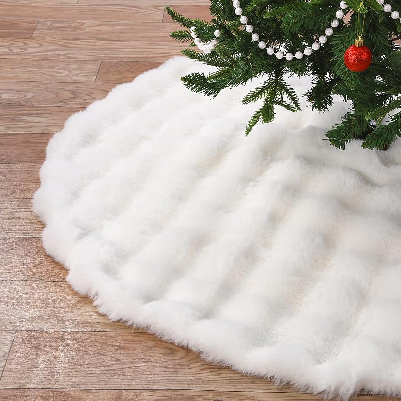 Runde, Weiche, Gesteppte Weihnachtsbaumdecke Aus Kunstfell, 90 Cm