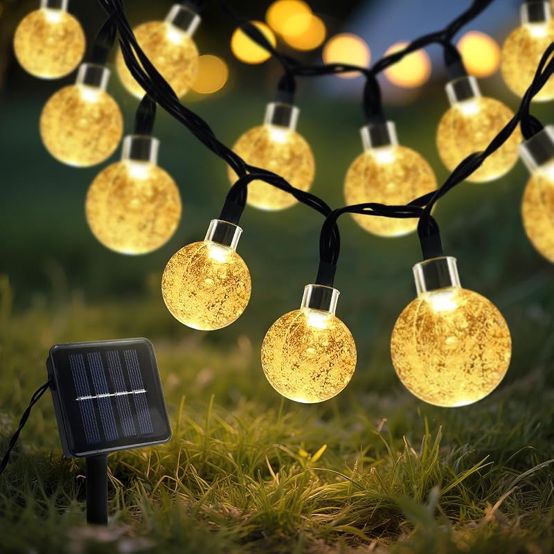 Cnmtcco Solar-lichterkette Für Den Außenbereich, 8 M, 40 Leds, 8 Beleuchtungsmodi, Kristallkugeln, Ip65 Wasserdicht, Ideal Zur Dekoration Von Balkonen, Terrassen Und Gärten.