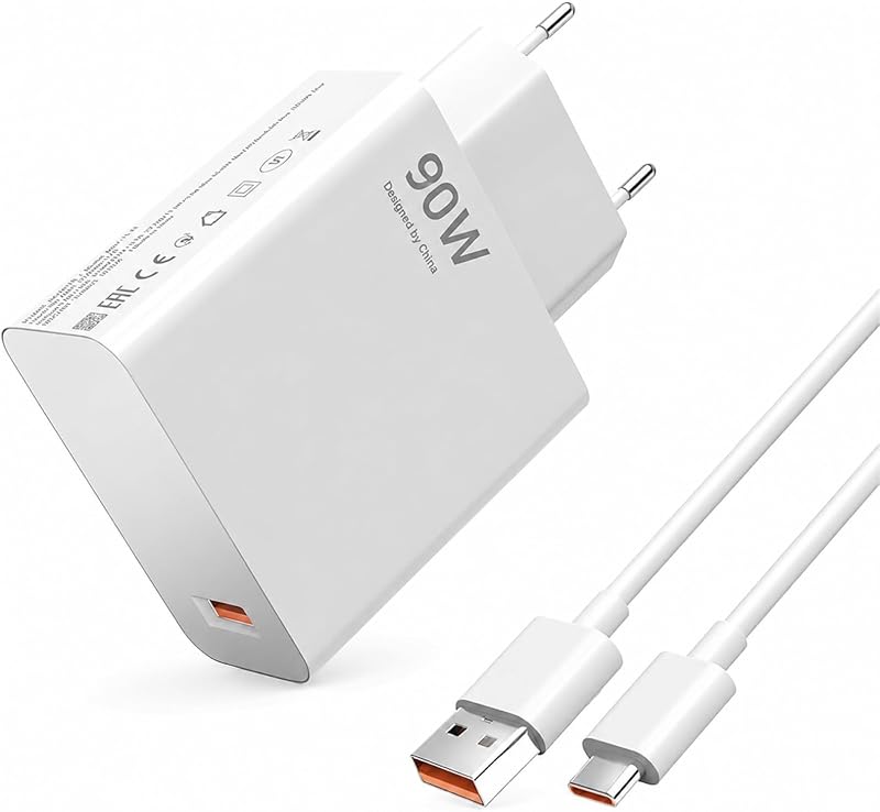 90-w-schnellladegerät Für Xiaomi, Redmi Und Poco – Turbo Hypercharge Mit 1 M Usb-c-kabel (6 A) – Kompatibel Mit Den Modellen 15/14/13t, Poco X7 Pro/f6 Und Redmi Note 14 – Ladeleistung: 90 W/67 W/45 W