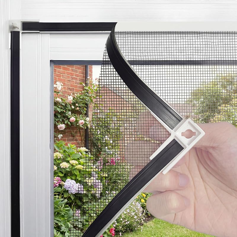 Cnmtcco Magnetisches Moskitonetz Für Fenster, Mit Verstellbarem Netzgewebe, Kein Bohren Erforderlich, Lässt Frischluft Durch, 120 X 130 Cm, Weißer Rahmen