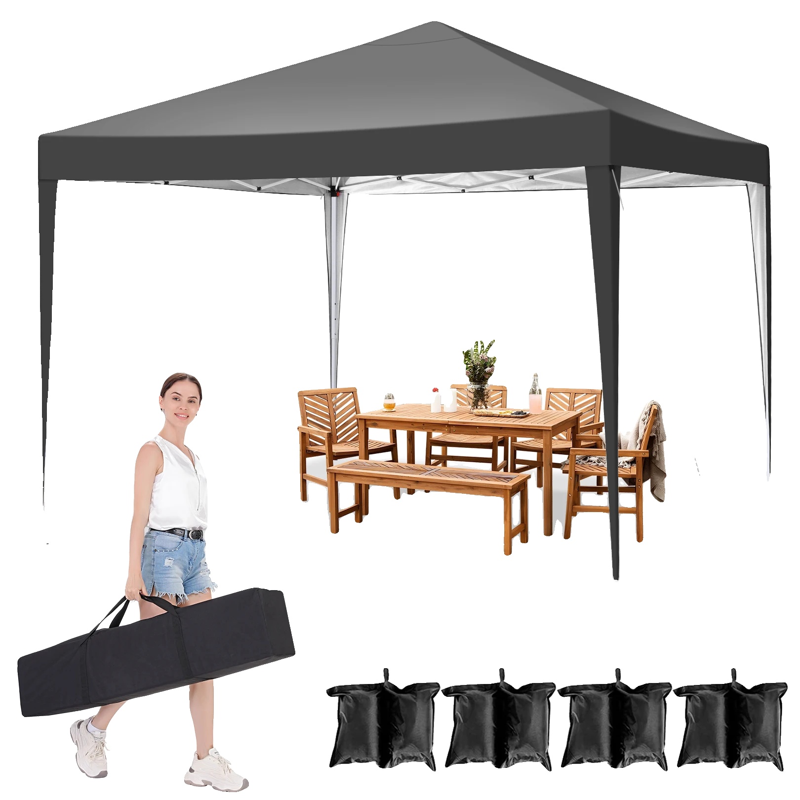 Pavillon, Einfache Montage, Wetterfest, Schwarz