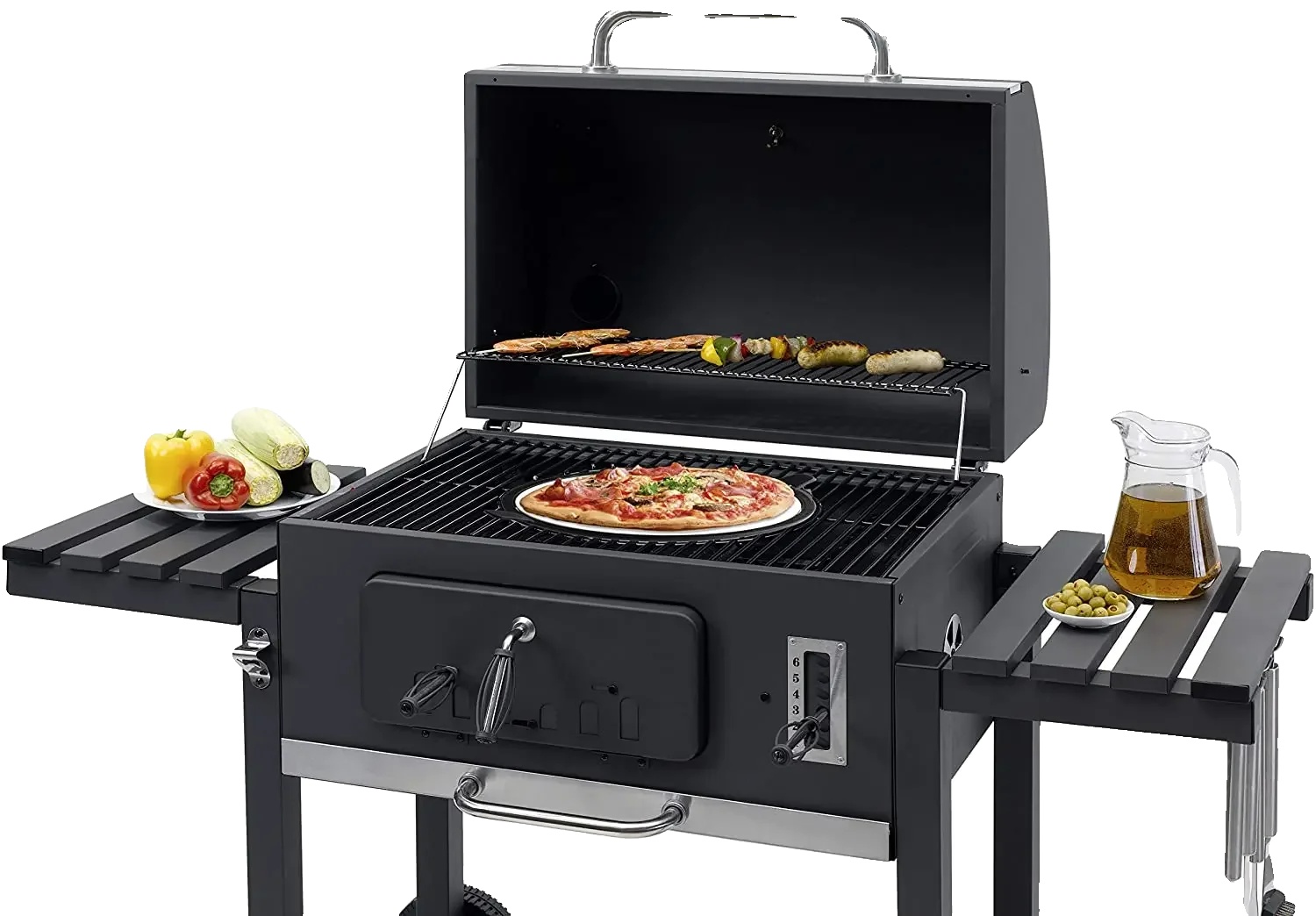 Holzkohlegrill, Gussaluminium, Extra Große Kochfläche, Dual-zone-kochen, Flammensicherheitsgerät, 3c-zertifizierung