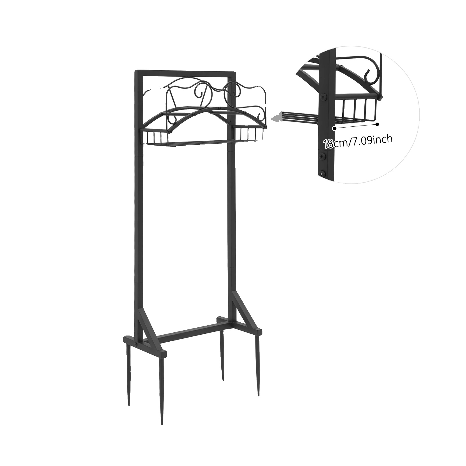 Schlauchhalter, Freistehendes Design, 50 Lbs Tragfähigkeit, Schwarz