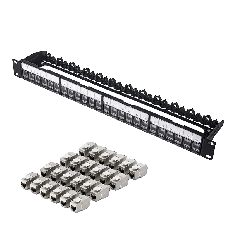 Patchpanel, 24 Ports, Kompatibel Mit Cat7- Und Cat6a-kabeln, Patchpanel-kit
