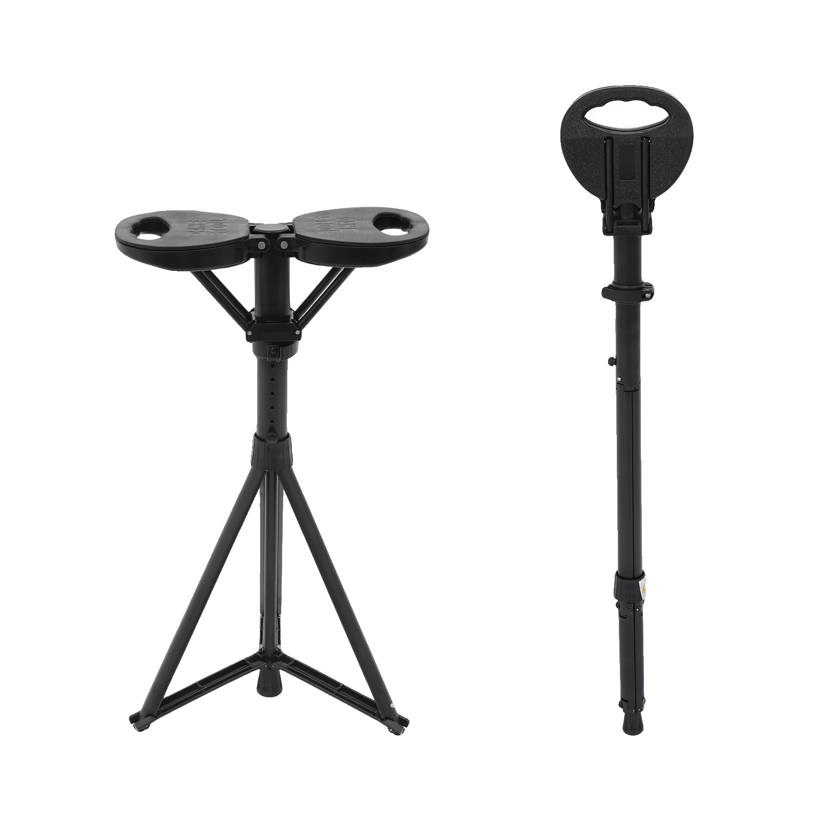 Gehstockstuhl, Höhenverstellbar, Leichtes Design, Schwarz