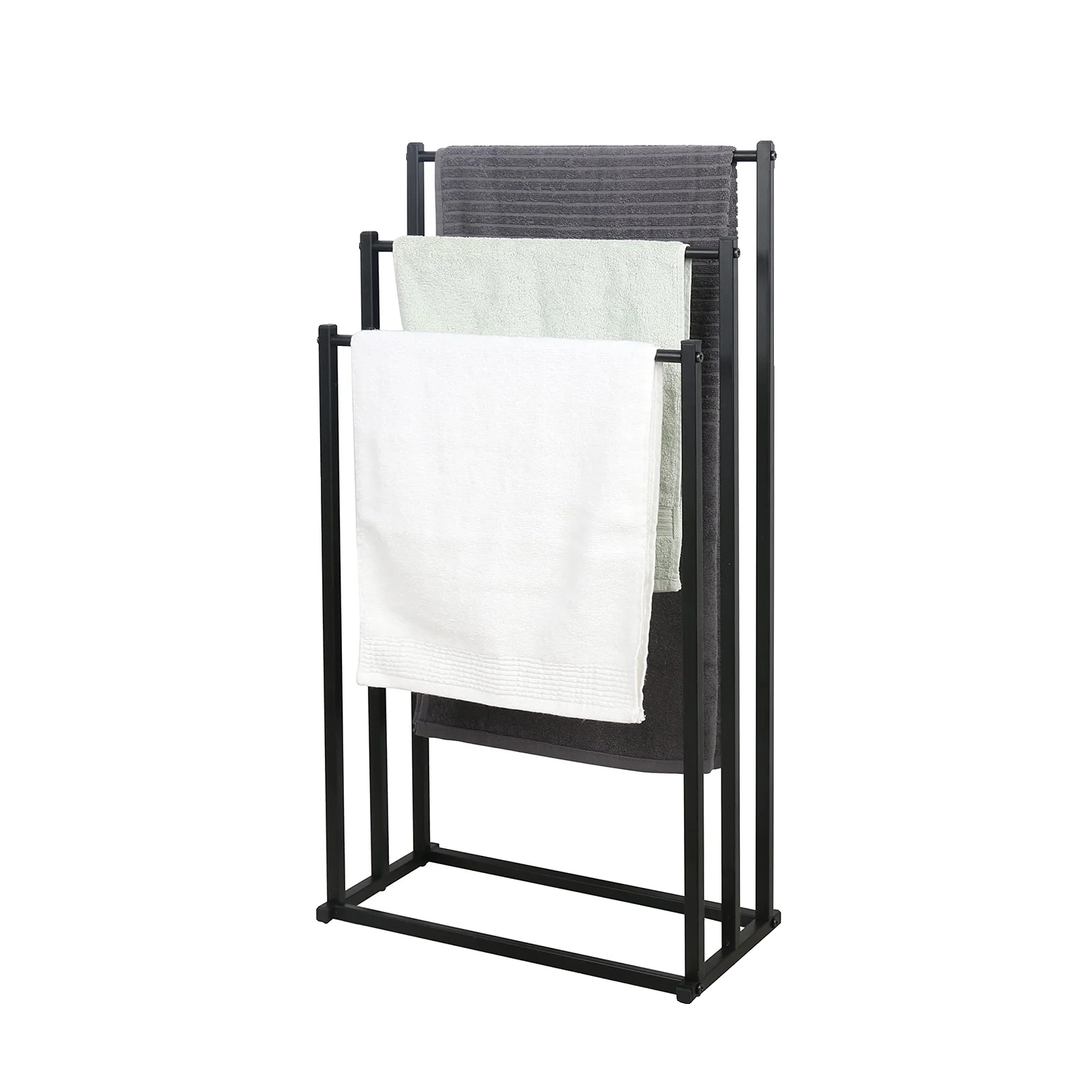 Handtuchständer, Mehrschichtige Aufbewahrung, Stabiles Design, Schwarz