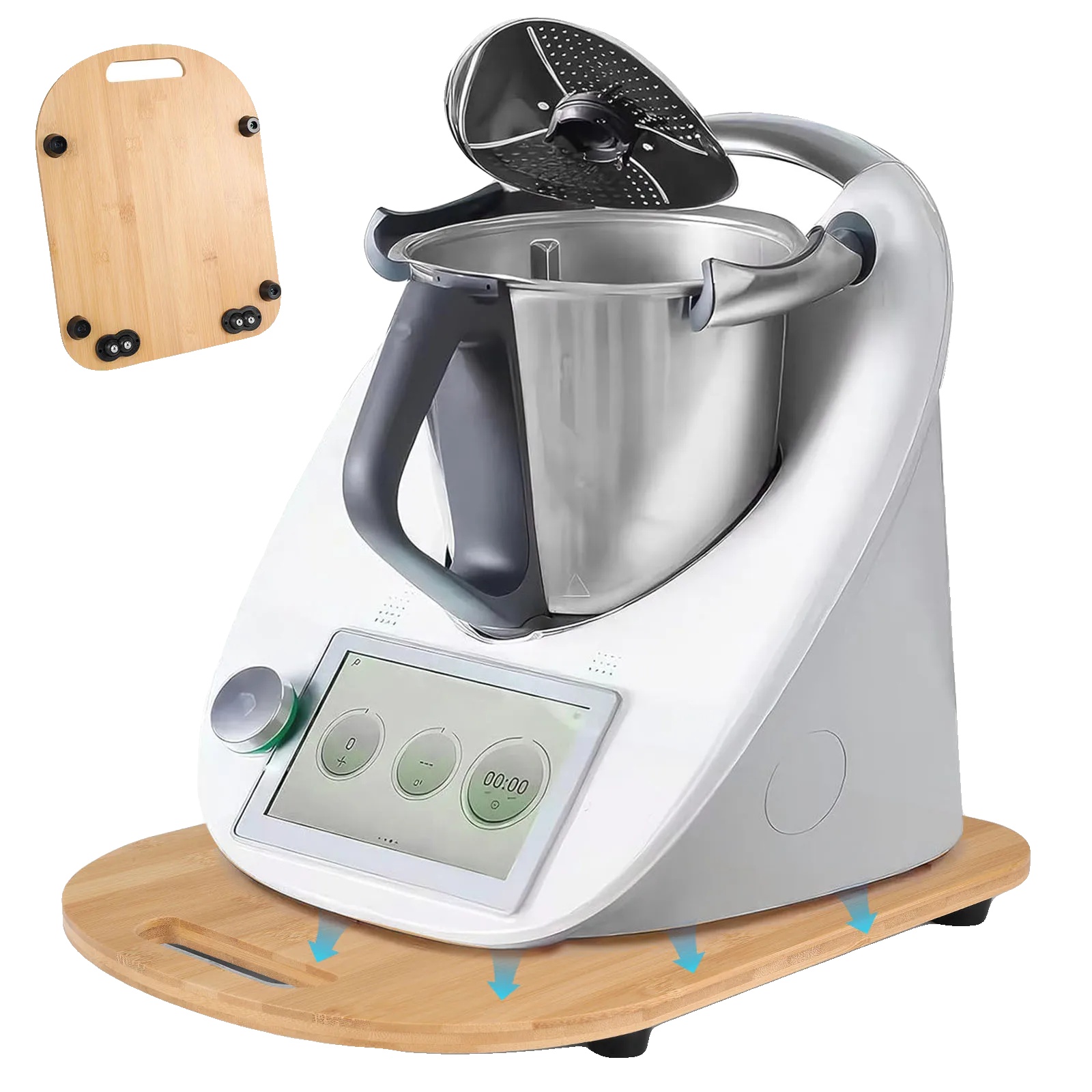 Gleitplatte, Bambusmaterial, Kompatibel Mit Cuisinart Multikochtöpfen, Schwarz