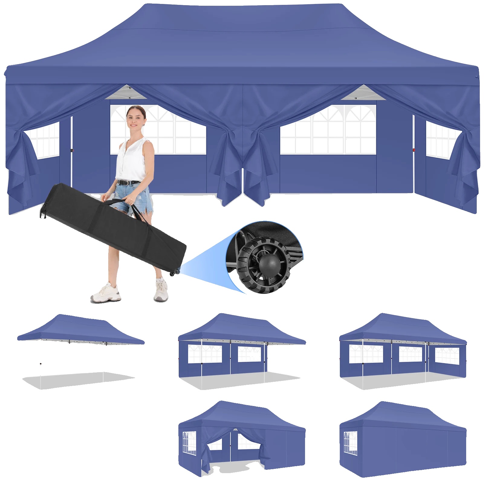 Pop-up Pavillon, Wetterfest, Schnelle Montage, Marineblau